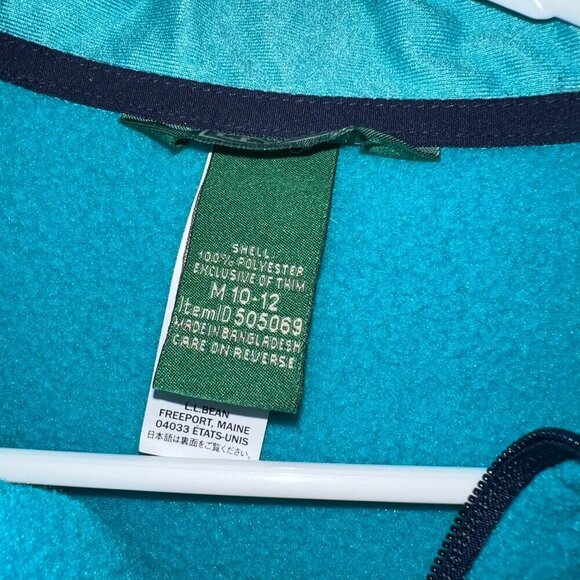 L.L. Bean Kid's Mountain Classic Fleece Full Zip Jacket Hooded Size M (10-12) - Picture 3 of 6